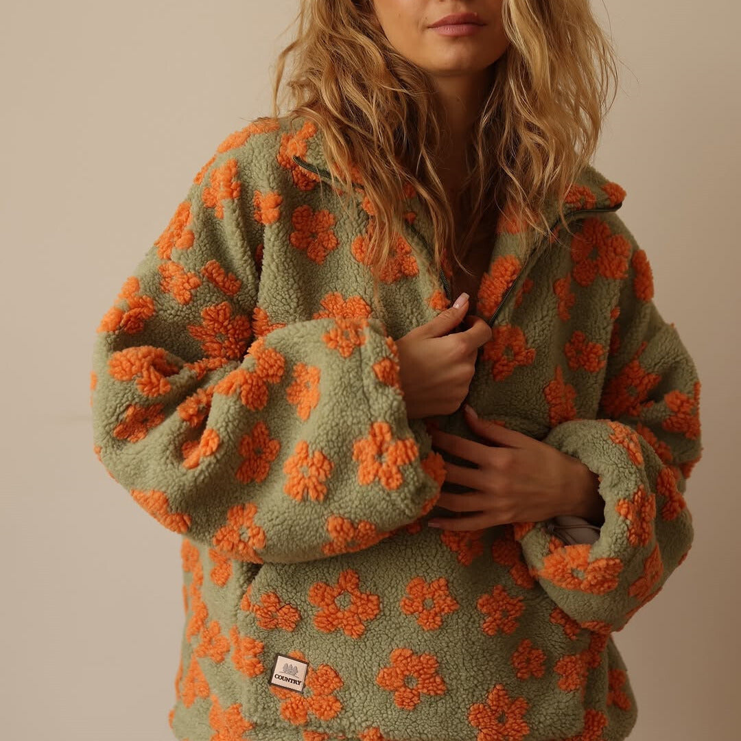 Tessa | Zachte Fleece Trui met Bloemenprint