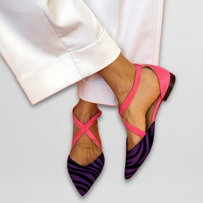 Lina | Elegante Instapper met Lage Hak en Gekruiste Bandjes