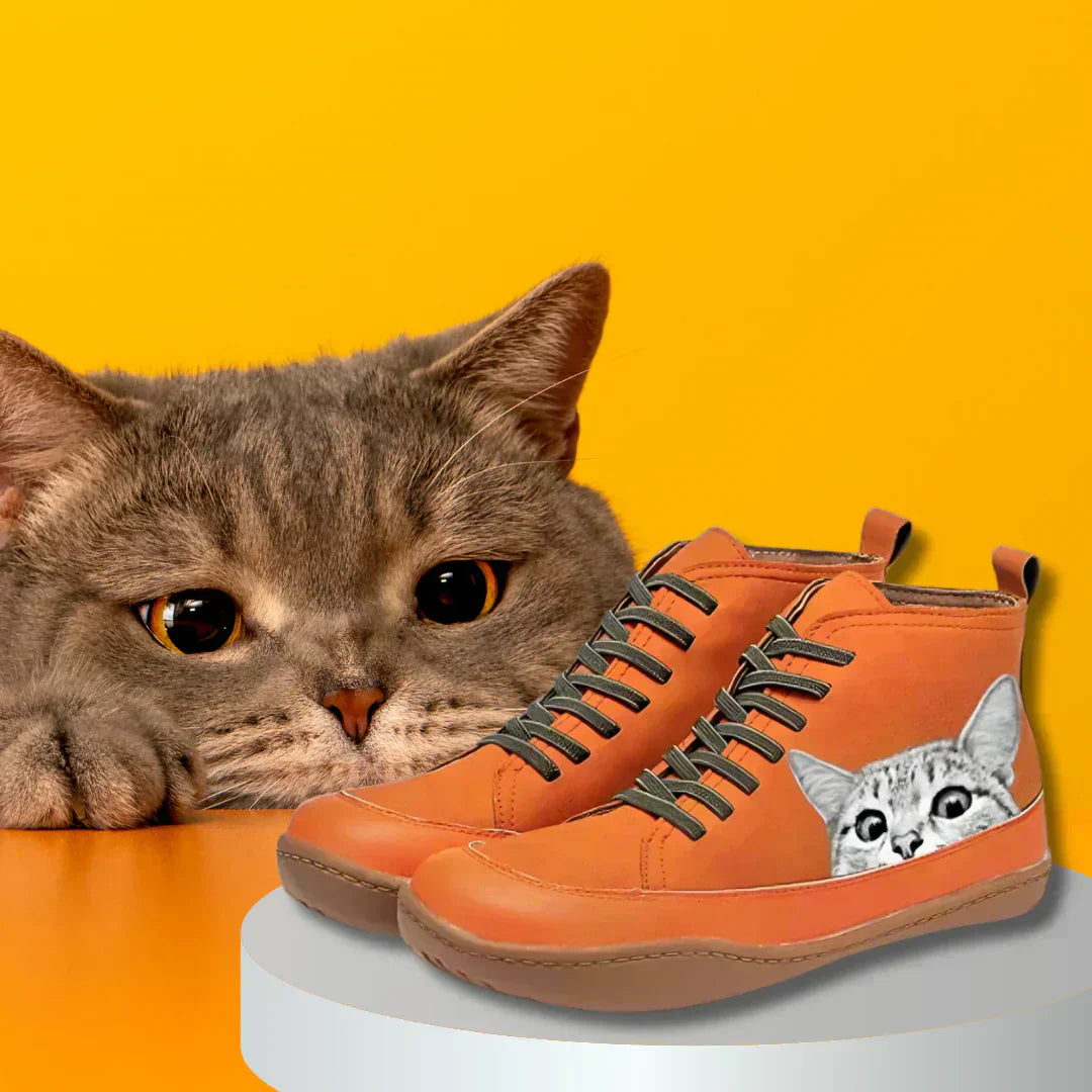 Sophie | Leren Enkellaarsjes voor Kattenliefhebbers