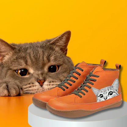 Sophie | Leren Enkellaarsjes voor Kattenliefhebbers