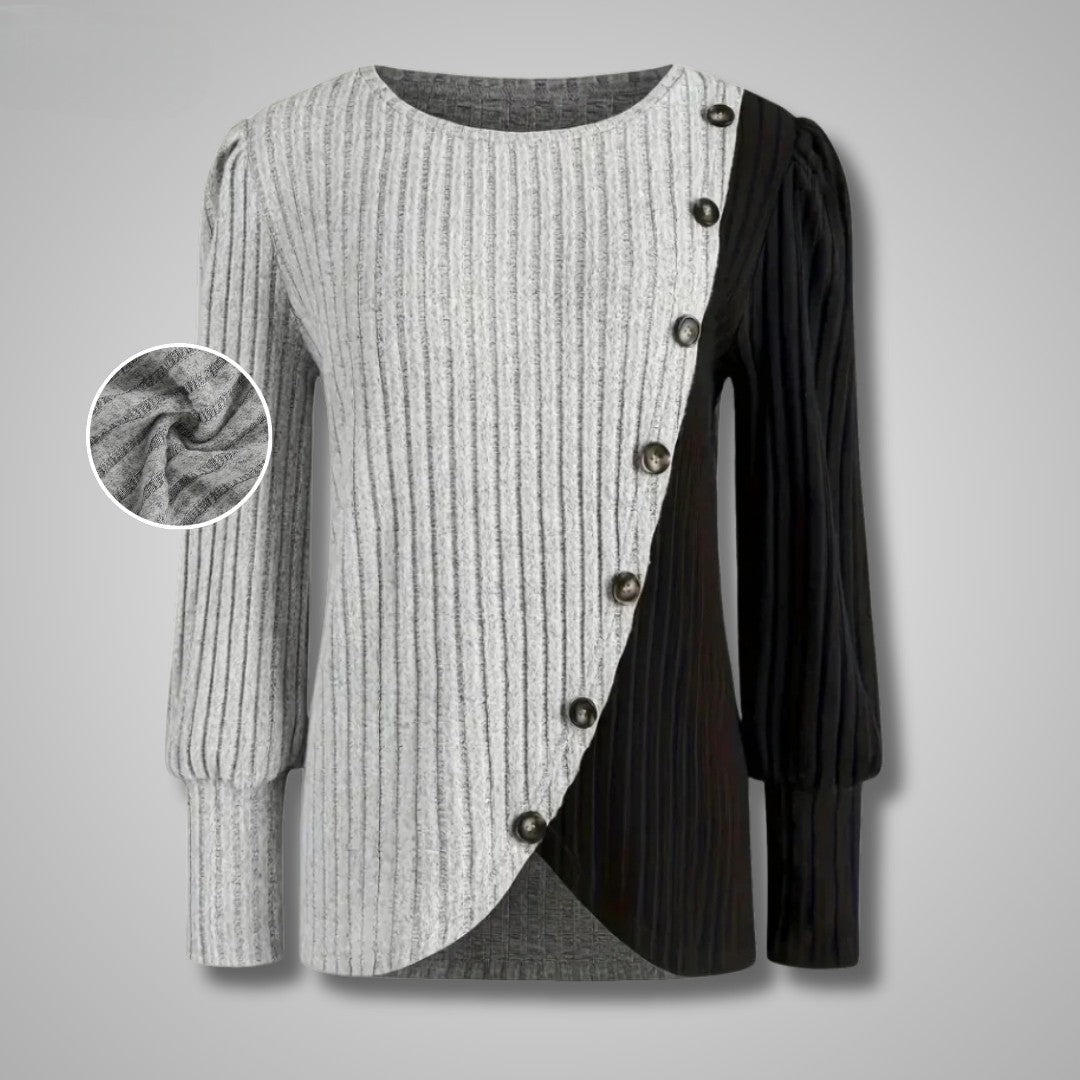 Cindy | Elegante Gebreide Trui met Knoopdetails