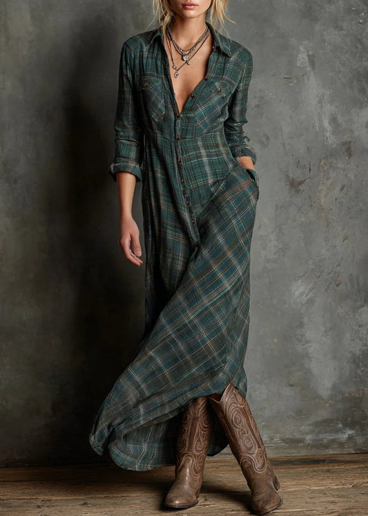 Celina | Lange jurk met ruitpatroon